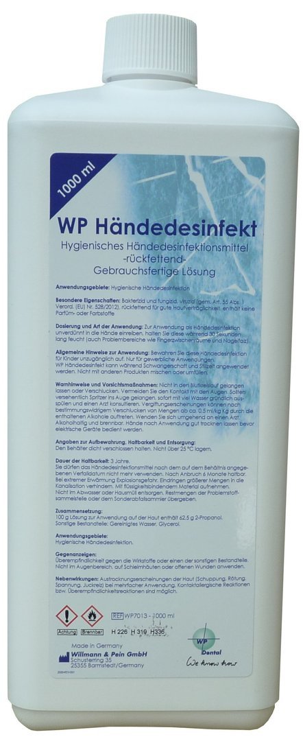WP Händedesinfekt Hygienisches Händedesinfektionsmittel rückfettend gebrauchsfertiig 1000 ml